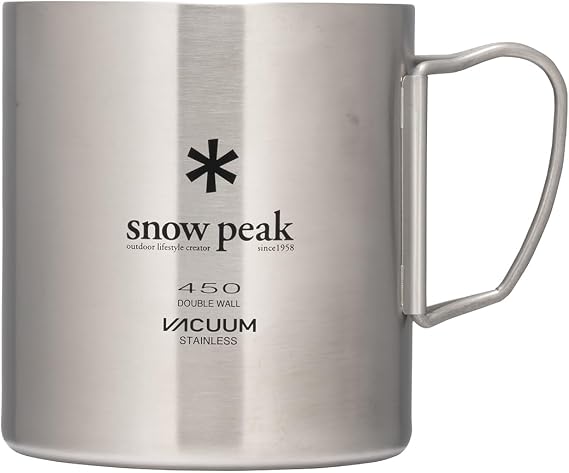 Snow Peak Double Wall Insulated Mug, Lightweight, Stainless Steel 450 ml