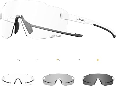 KAPVOE Photochromic Cycling Glasses for Men Women Sport Sunglasses UV Protection Driving Mountain Running MTB Frameless K341