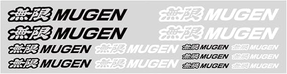 Genuine Mugen Sticker Decal Set BLK/WHT 3.25', 2.25', 1.25' - (14 PC)