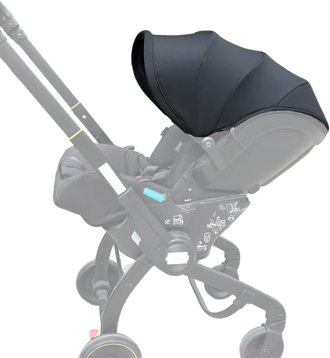 Stroller Replacement Canopy for Doona X/Doona+ / Doona i Car Seat Stroller, 4-Segment Extendable Sunshade, Machine Washable Stroller Accessories with Shoulder Pads (Black, for Doona X)