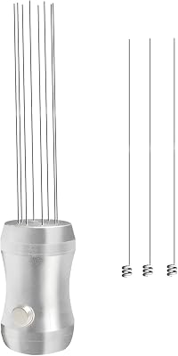 WDT Tool Espresso Distributor - Magnetic Espresso Distribution Tool with 8 x 0.4mm Stainless Steel Needles, Includes 3 Extra Replaceable Needles, Precision Espresso Stirrer Silver