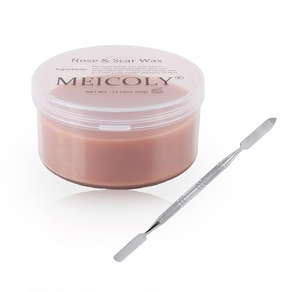 MEICOLY Scar Wax Kit with Spatula,SFX Scar Makeup,Fake Nose Skin Modeling Putty Wax for Cosplay/Realistic Scar/Fake Wound Cut,Halloween Special Effects Makeup,Dark(1.67Oz)
