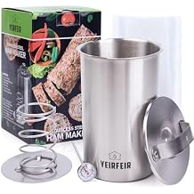 Meat Press for Deli Meats & Ham - 304 Stainless Steel Food-Grade Hamburger and Lunch Meat Maker Kit with Thermometer, 20 Cooking Bags&Recipes - Healthy Homemade Food Cooking Tool