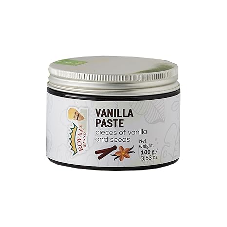 Royal Brand Vanilla Bean Paste - Bourbon Vanilla Paste 100 g Gourmet Vanilla for Chefs & Desserts - Intense Vanilla Aroma without Preservatives for Chefs Home Cooking Baking Dessert Making