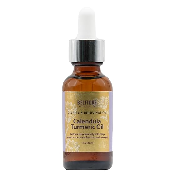 Calendula Turmeric 100% Pure Natural Organic Oil, Healthy Skin, Collagen Boosting Anti Wrinkle, Vegan, 1 ounce