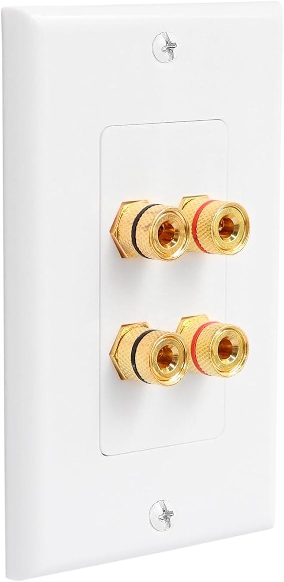 Speaker Wall Plate Banana Plug Wall Plates Speaker Wire Plate | for In-wall Speaker Wire, Surround Sound System, Home Theater Setup