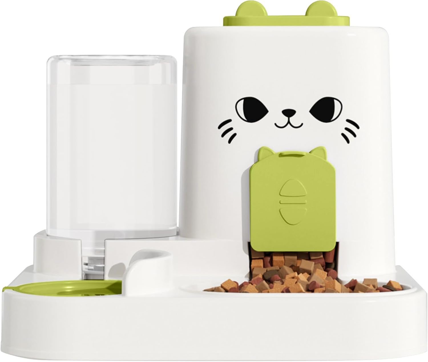 Automatic Pet Food Water Dispenser, 1.6L Auto Gravity Pet Feeder and 0.6L Water Dispenser Set, Cage Cat Dog Food and Water Dispenser for Kitten Puppy Bunny Guinea Pig Green