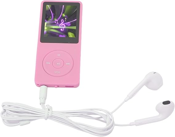 8GB Memory, 30 Hours Playback, 64GB Expandable, Lightweight MP3 MP4 Player, Lossless Sound Quality, with Classic Buttons, Easy Navigation, Palm Size, 1.8in Screen, Built in (Pink)
