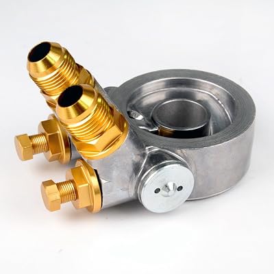 New Full Aluminum Gold Thermostat AN10 Oil Filter Cooler Sandwich Plate Adapter w80 Deg 176 F 10AN