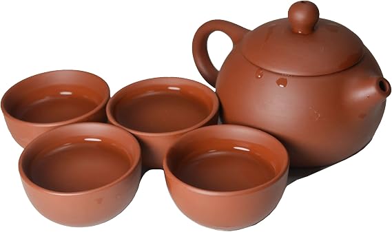 Liang Baobao Clay Teapot 4 Cups Gifts Box Set,Chinese Kung Fu Tea Set Red