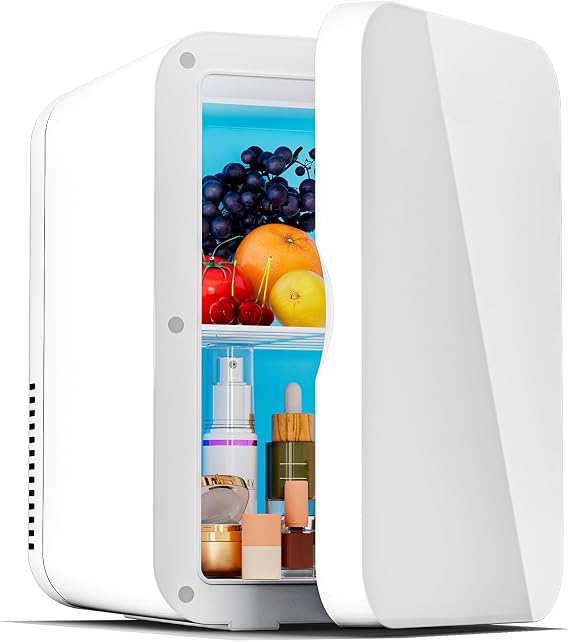 6L Mini Skincare Fridge & Cosmetic Organizer, Portable, White