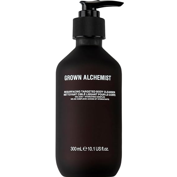Grown Alchemist Resurfacing Targeted Body Cleanser Smoother Skin from the First Use Acne Body Wash & Exfoliator for Keratosis Pilaris with Salicylic, Lactic & Glycolic Acids, 300mL