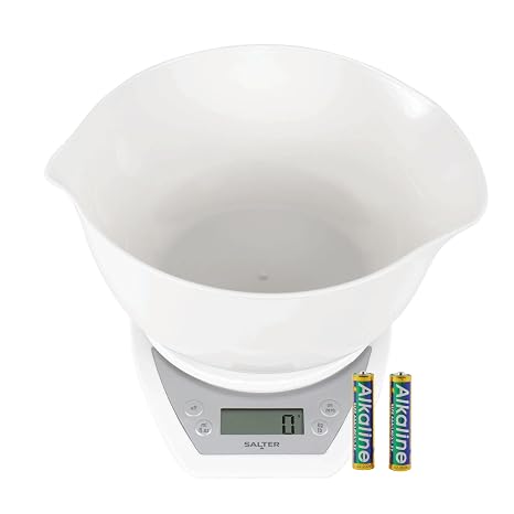 Salter Digital Electronic Kitchen Scales - 2 Litre Dual Pour Mixing Bowl, Perfect for Cooking, Baking, FoodLiquid Weighing, Easy Read Display,