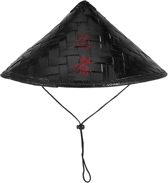 LIFKOME Samurai Cosplay Hat Bamboo Decorative Hat Black