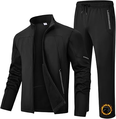 TBMPOY Mens Tracksuits Fleece Lined Sweatsuits 2 Piece Set Outfits Warm up Athletic Sports Casual Full Zip Jogging Suit