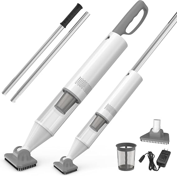Cordless Pool Vacuum, Handheld Rechargeable Pool Cleaner, Powerful Suction, Extendable Pole, 60 Min Runtime for Above-Ground & Inground Pool, Spa, Hot tub