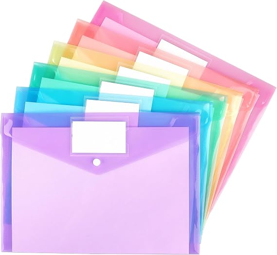 Tamaki 12 Pack File Folders Poly Envelopes, Snap Button, A4