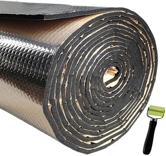 Thermal Sound Deadening (6MM 200MIL) Automotive Heat Shield Reflective Insulation Mat Vehicle Car Truck SUV RV Engine Bay: Firewall Noise Reduce Heavy Duty Adhesive w/ Roller DIY Kit (48" x10')