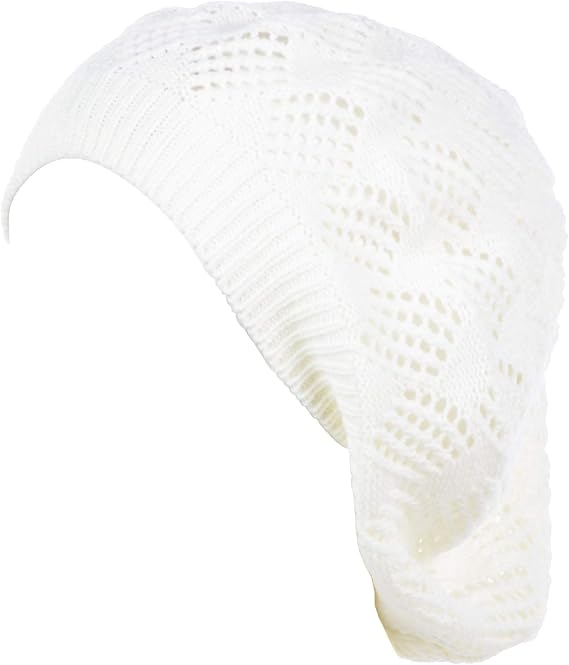 an Womens Crochet Hat Flower Beanie Beret Fashion Accessory Lightweight Knit Cap