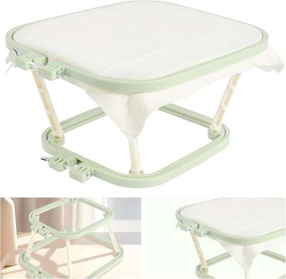 Adjustable Embroidery Frame Rectangle Cross Stitch Frame Lap Stand 2 Layer Needlework Lap Stand Cross Stitch Hoop Tool Clip Frame Embroidery Tapestry Scroll Holder for Sewing DIY Art Craft