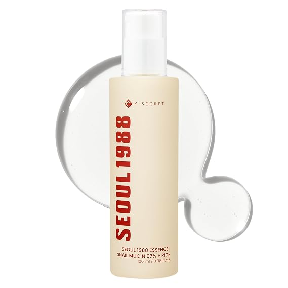 K-SECRET SEOUL 1988 Snail Mucin 97% Essence Concentrated Yet Lightweight Formula Infused with 97% Snail Mucin | Soothing & Fast-Absorbing Facial Serum | Korean Skincare, 100ml / 3.38 fl oz