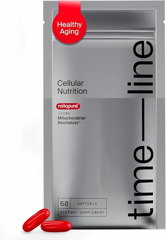 Timeline Mitopure Urolithin A - First Clinically Proven Supplement for Healthy Aging and Cellular Renewal - Mitoceutical for Muscle Strength and Longevity - 60 Softgels Refill