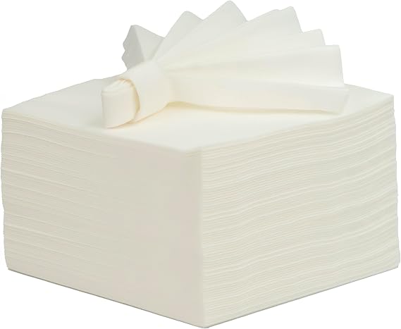 Airlaid Peçete 40x40 cm (Açık Ölçü) – 20x20 cm Katlı, 50’li Paket, Kumaş Dokulu, Hijyenik, Premium Sofra Peçetesi (Beyaz)