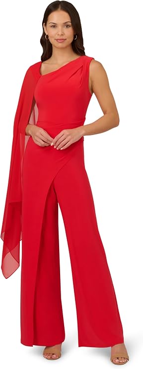 Adrianna Papell Women's Asymmetrical Jersey Jumpsuit