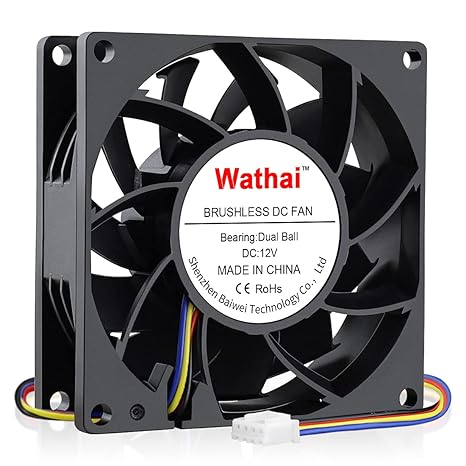 Wathai 4 Pin 80mm PC Computer Case Fan 12V High CFM Big Aflow DIY Cooling