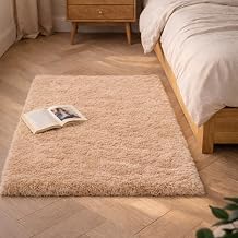Soft Fluffy Area Rug for Bedroom Living Room – 1.2 Inch Thick Shaggy Carpet, Non-Slip Plush Grey Rug, Modern Decorative Floor Mat for Home, Lounge, Kids Room (Beige, 60x90)