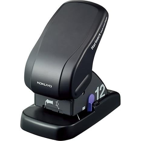 Kokuyo Harinacs Stapleless Stapler, Large Desktop Staple Free Stapler, 12 Sheet Capacity, Black (SLN-MS112D)