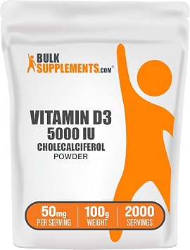Vitamin D3 Powder - Cholecalciferol, 5000 IU - Gluten Free, 50mg (125mcg of Vitamin D3) per Serving, 100g (3.5 oz) (Pack of 1)