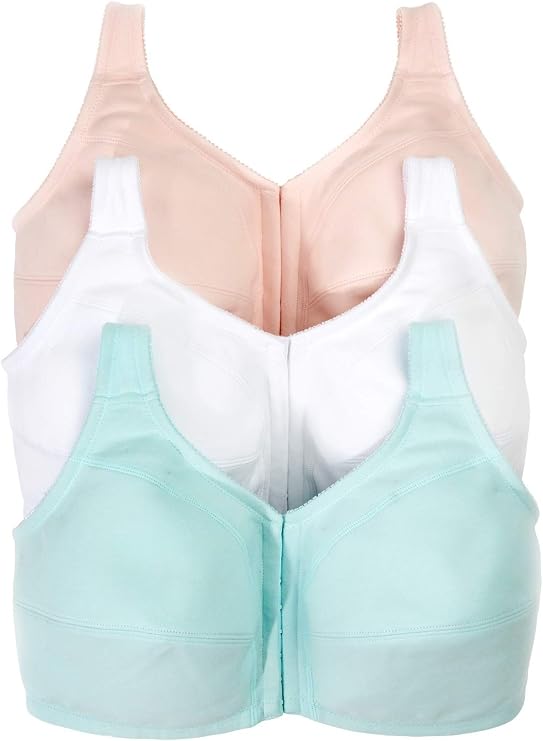 Comfort Choice 3-Pack Front-Close Cotton Wireless Bra