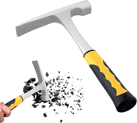 SOUJAP 24oz Carbon Steel Geological Hammer with Skid Handle, Rock Pick Hammer for Fossil, Prospecting, Bricklaying