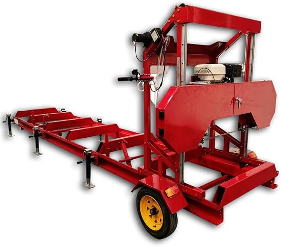 32 Portable Sawmill,420cc Gas Engine,Max Log 32,19.7ft Rail,Trailer & Tires Perfect for Home Use, Easy to Maintain CA Ship
