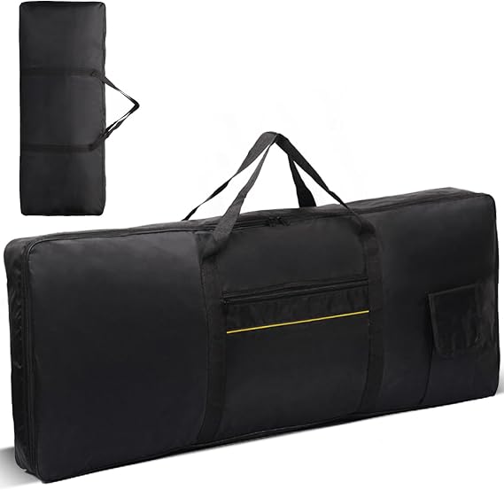 61 Key Keyboard Case, Waterproof 420D Oxford Electronic Piano Bag with Soft Padding, Portable Carrying Case with Top Handle Only, 1 Front Pocket, Fits 38.6"x16.1"x5.1" Keyboard, Black