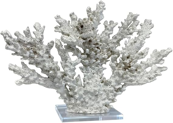coralWhite Resin Ornament Mediterranean Style Coral Decorative Resin Statue Coral Decor(Length 12.6 inches)