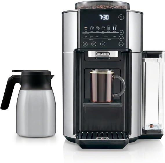 De'Longhi TrueBrew Drip Coffee Maker, Grinder, 8 to 40 oz, Built-In Grinder