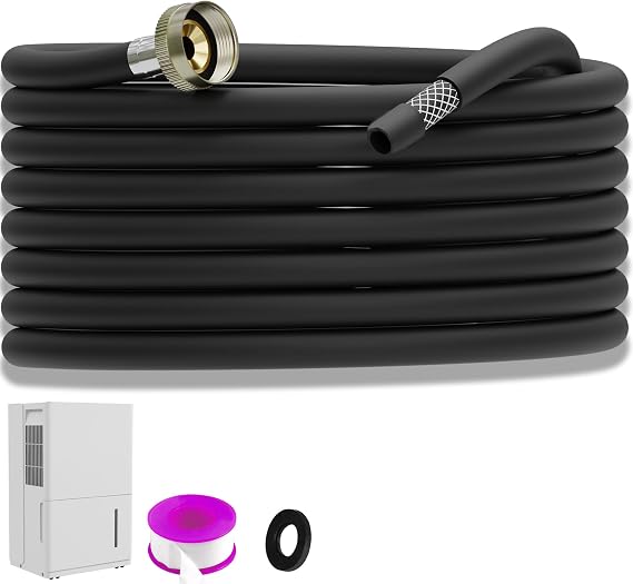 13FT Dehumidifier Drain Hose with 3/4 Inch FHT Leak-Proof and Rust-Resistant Connector Portable AC Tangle-Free Thickened Drain Hose Indoor Perfectly Fit Most Dehumidifier Models