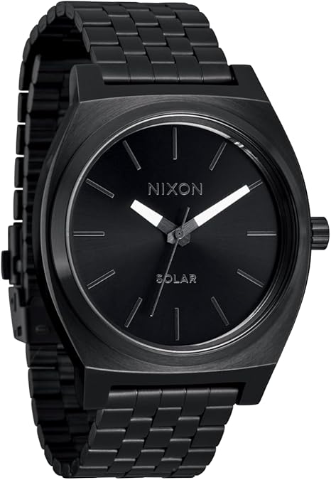 NIXON Time Teller Solar A1369-100m Water Resistant Men's Analog Solar Watch | (40.5mm Watch Face, 20mm 5 Link Stainless Steel Band)