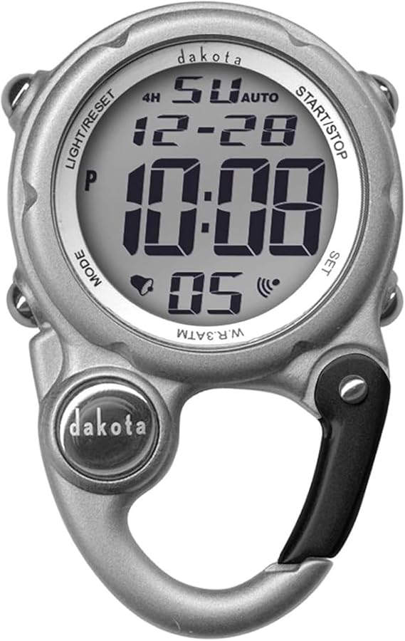 Dakota Small Digital Clip Watch with Alarm & Dual Time - Silver