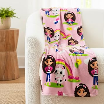 Gabby's Dollhouse Kids Bedding Super Soft Cozy Silk Touch Throw, 40 in x 50 in, (Officially Licensed Product) By Franco