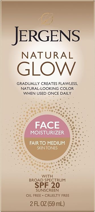 Jergens Natural Glow Face Self Tanner Lotion SPF 20, Fair To Medium, 2 oz