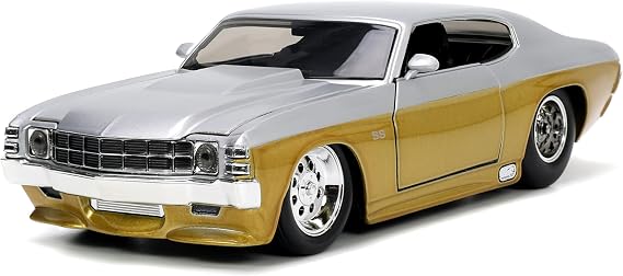 Jada Big Time Muscle 1:24 1971 Chevy Chevelle SS Die-cast Car Silver/Gold, Toys for Kids and Adults