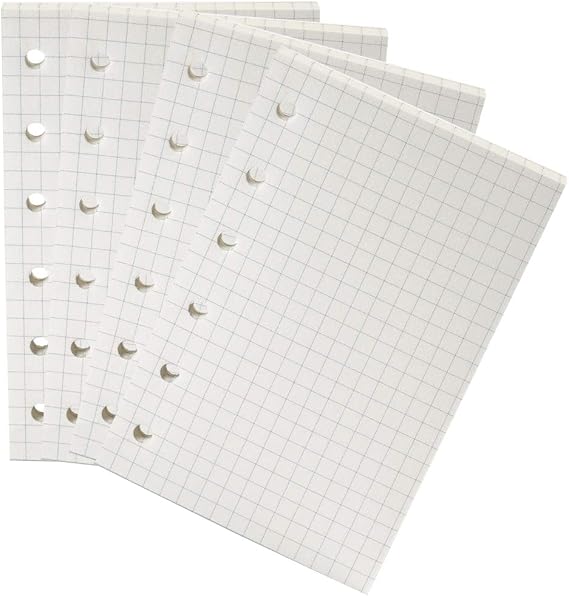 Moterm A7/Pocket Planner Insert, Pack of 4 Binder Notebooks Organiser Refill Paper, 3.25 x 4.85 inches, 100 g/m2 Thick Paper (A7/Pocket, Grid)