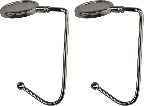 kwmobile Purse Hook for Table - Set of 2 Purse Holder - Handbag Hanger - Portable Bag Holder - Bag Hooks for Desk - Table Hook Black