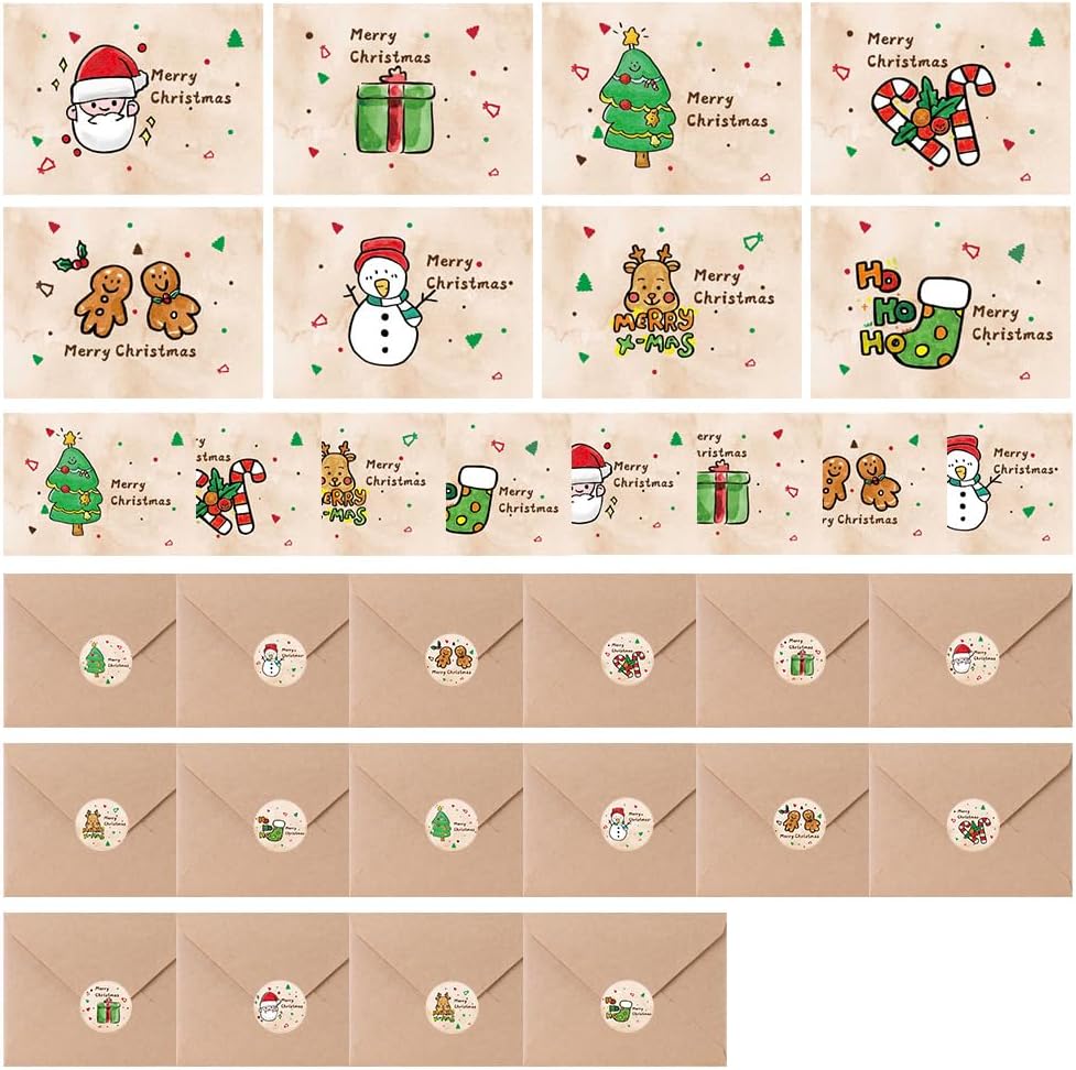 16 Stück Weihnachtskarten，Weihnachtskarte und Umschlag，Karten Set，geeignet für feiertage familienfeiern und verschiedene aktivitäten