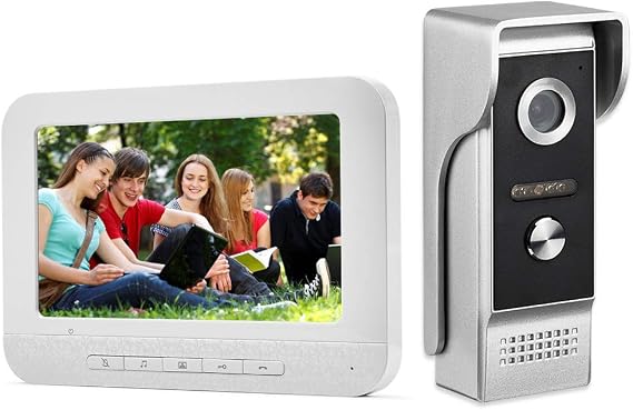 Wired Video Intercom System, 7 Inch Monitor Video Door Doorbell Kit | IR Outdoor Metal Camera Door Intercom Panel with Monitor, 2-Way Audio, Unlock, Monitoring, Night Vision for Apartment Home