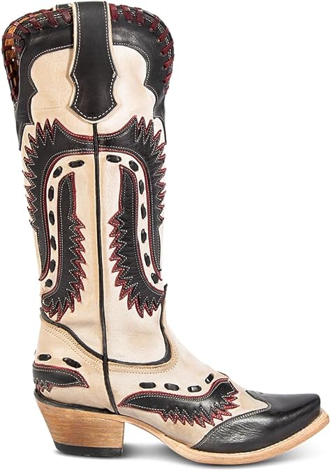 Women's Swallow Floral Embroidered Cowgirl Boots - Chunky Low Heels - Handmade Rivets - Western Cowboy Knee High Boots - Pull On - Blue, Black, Green - Patchwork - Wide Calf