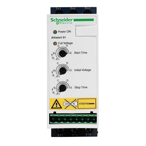 Schneider Electric ATS01N212LU ATS01 Altistart 01 Soft Starter for Asynchronous Motors for Industrial and Commercial Equipment and Machinery, DIN Rail Mounted, 12A, 200 to 240V, 2.2 to 3kW
